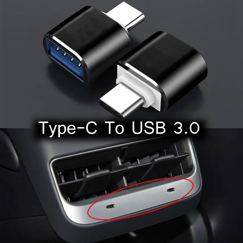 2 шт. автомобильный адаптер Type-C на USB 3 0 для интерфейса Tesla Model Y X S мини-конвертер