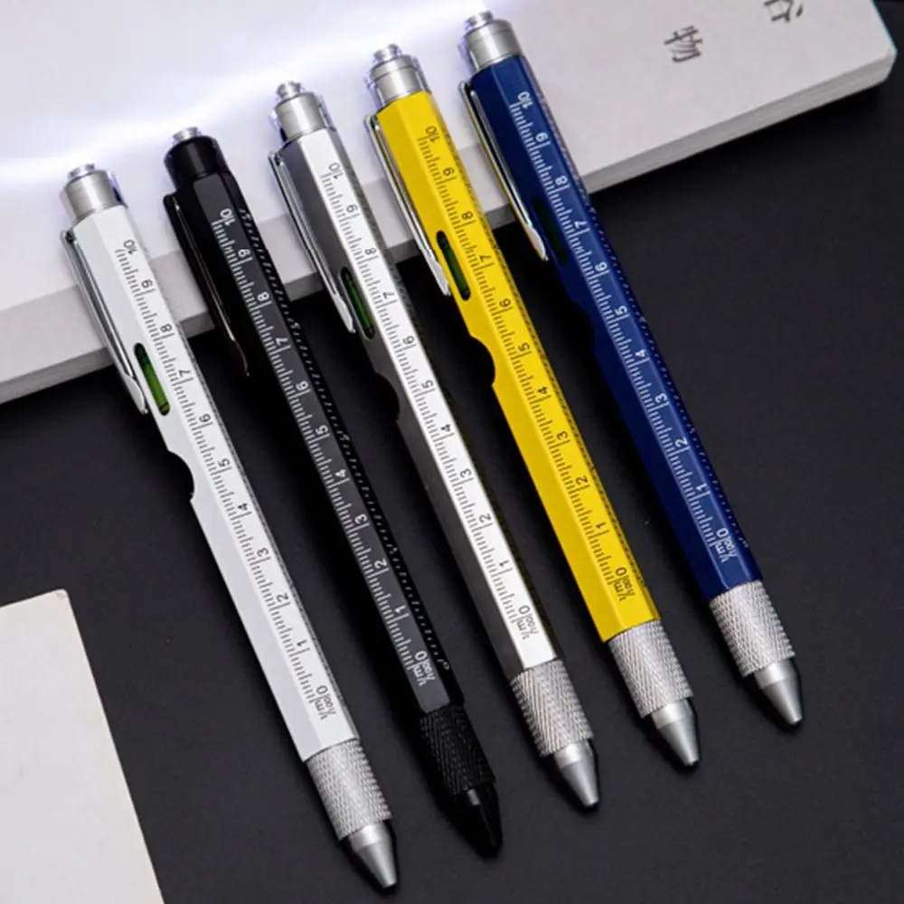 

7-in-1 Multi-function Capacitive Pen Ballpoint Pen With Slotted Outdoor Tool Pen With Light Mobile Phone Screen Touch Ruler