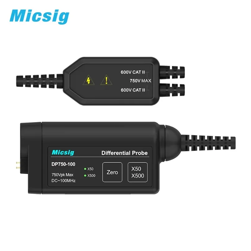 Фото Новый высоковольтный дифференциальный пробник Micsig DP750-100, 750В, 100МГц, для осциллографа, коэффициент уменьшения 50X/500X, 1 шт. №3