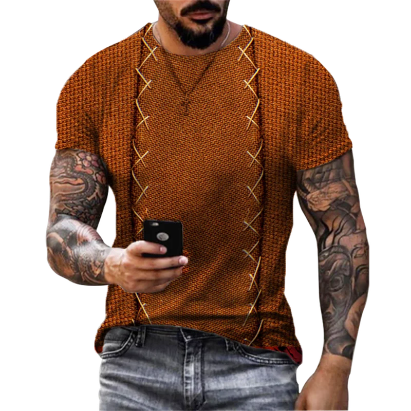 

Summer Men'S T-shirt Funny 3D Visual Printing Tops Oversized Loose Short Sleeve Men Clothing Vintage Street Solid Pattern Tees