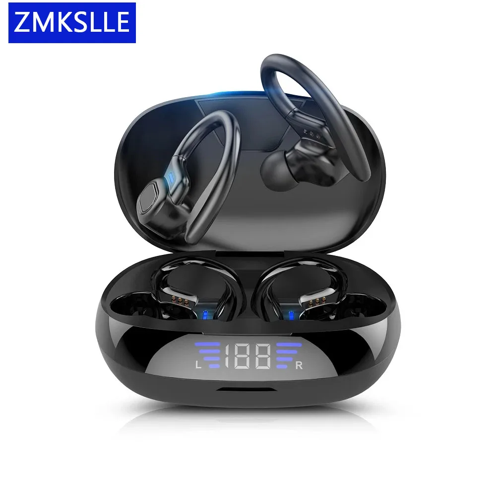 

TWS Bluetooth Earphones With Microphones Sport Ear Hook LED Display Wireless Headphones HiFi Stereo Earbuds Waterproof Headsets