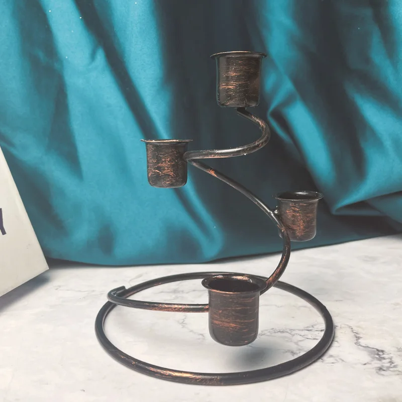 

Vintage Bronze Candlestick Iron Home Decoration Candle Holders Decor for Table Candlestick Wedding Decoration Centerpieces