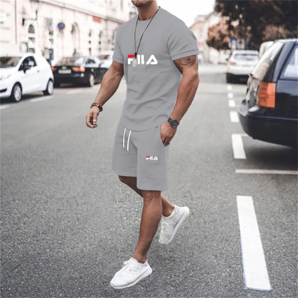 Cotton Summer tshirt set men Short set Men Short Sleeve T-shirt Shorts Tracksuit Jogging suit Cotton 2 pieces set Man Clothing