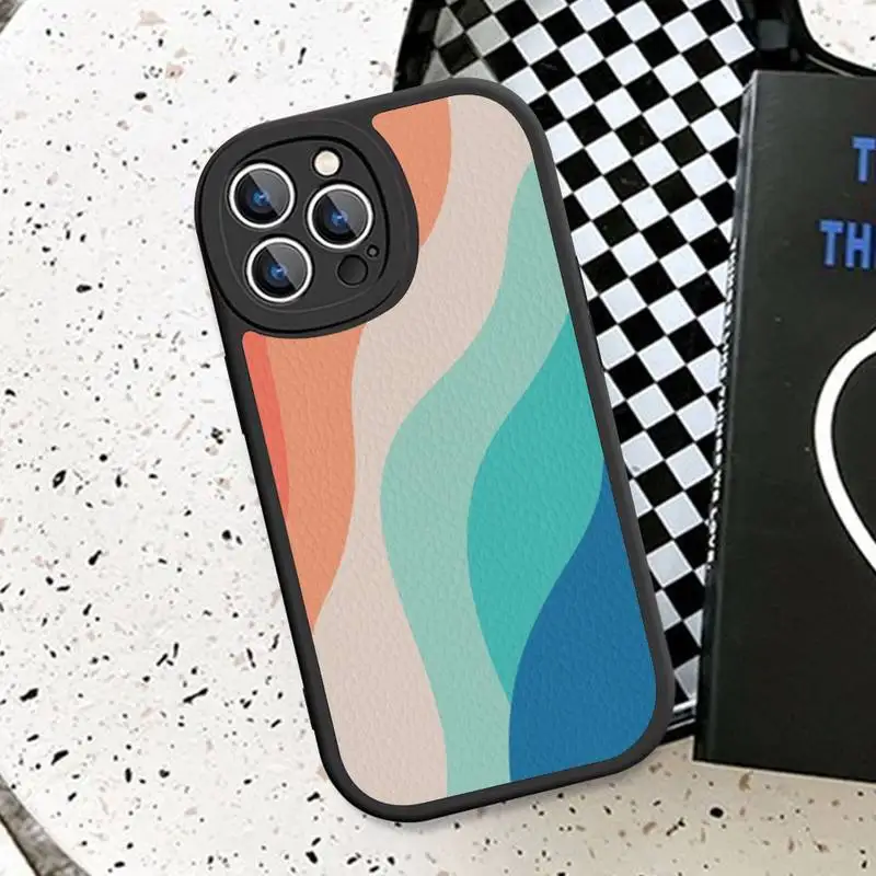 Colorful Rainbow Stripe Phone Case Hard Leather For iPhone 14 13 12 Mini 11 14 Pro Max Xs X Xr 7 8 Plus