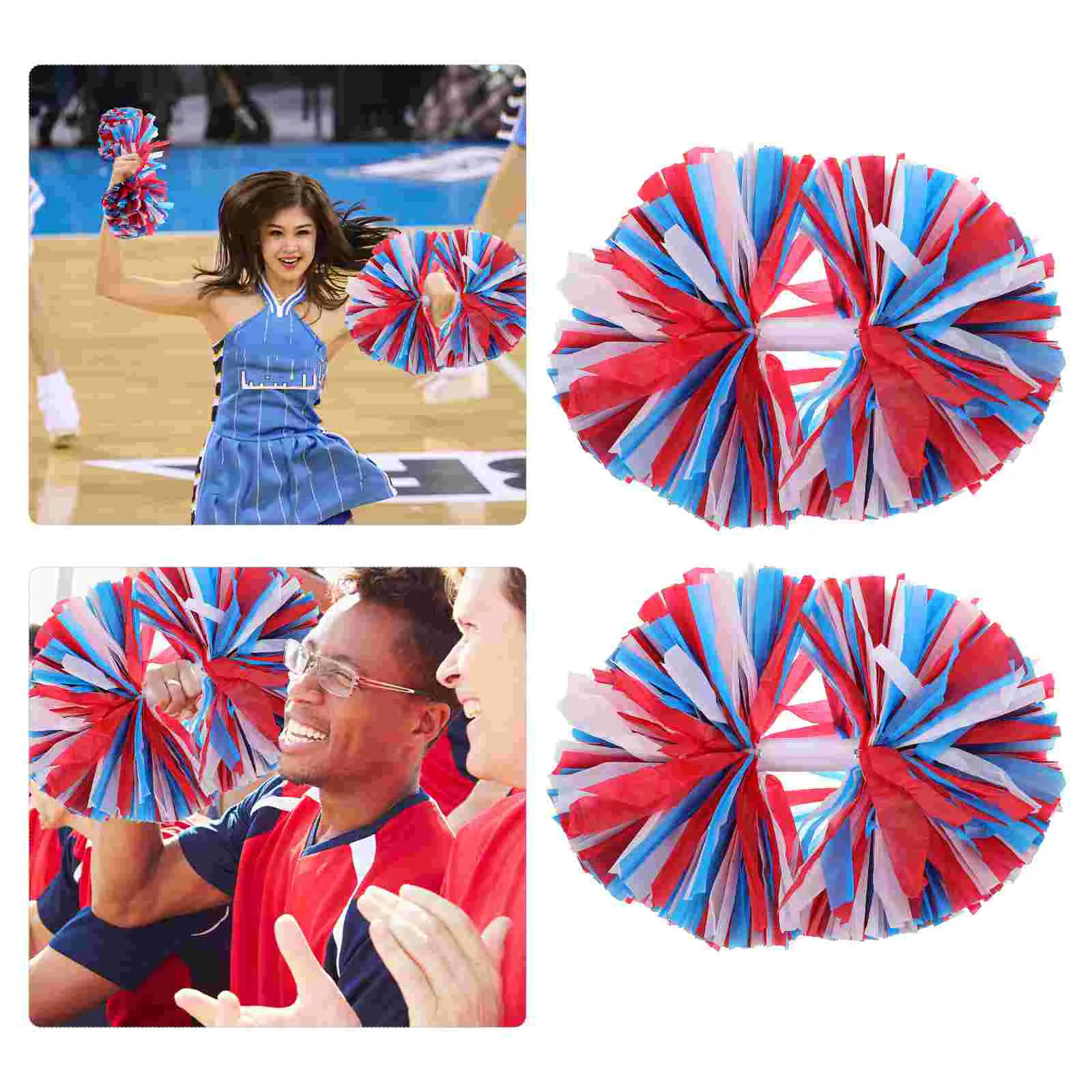 

2Pcs Cheerleading Pom Poms Cheerleading Hand Flower Metallic Cheerleader Pom Poms with Handle for Team