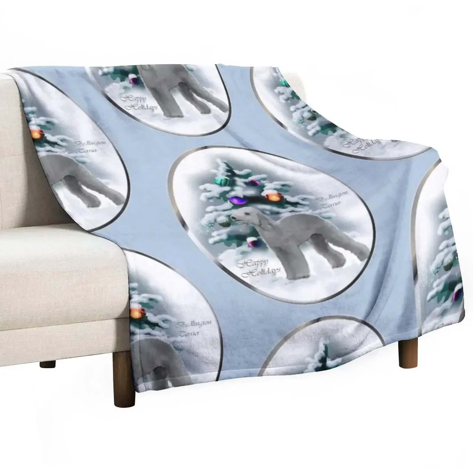 Бедлингтон-терьер рождественские праздничные художественные подарки одеяло