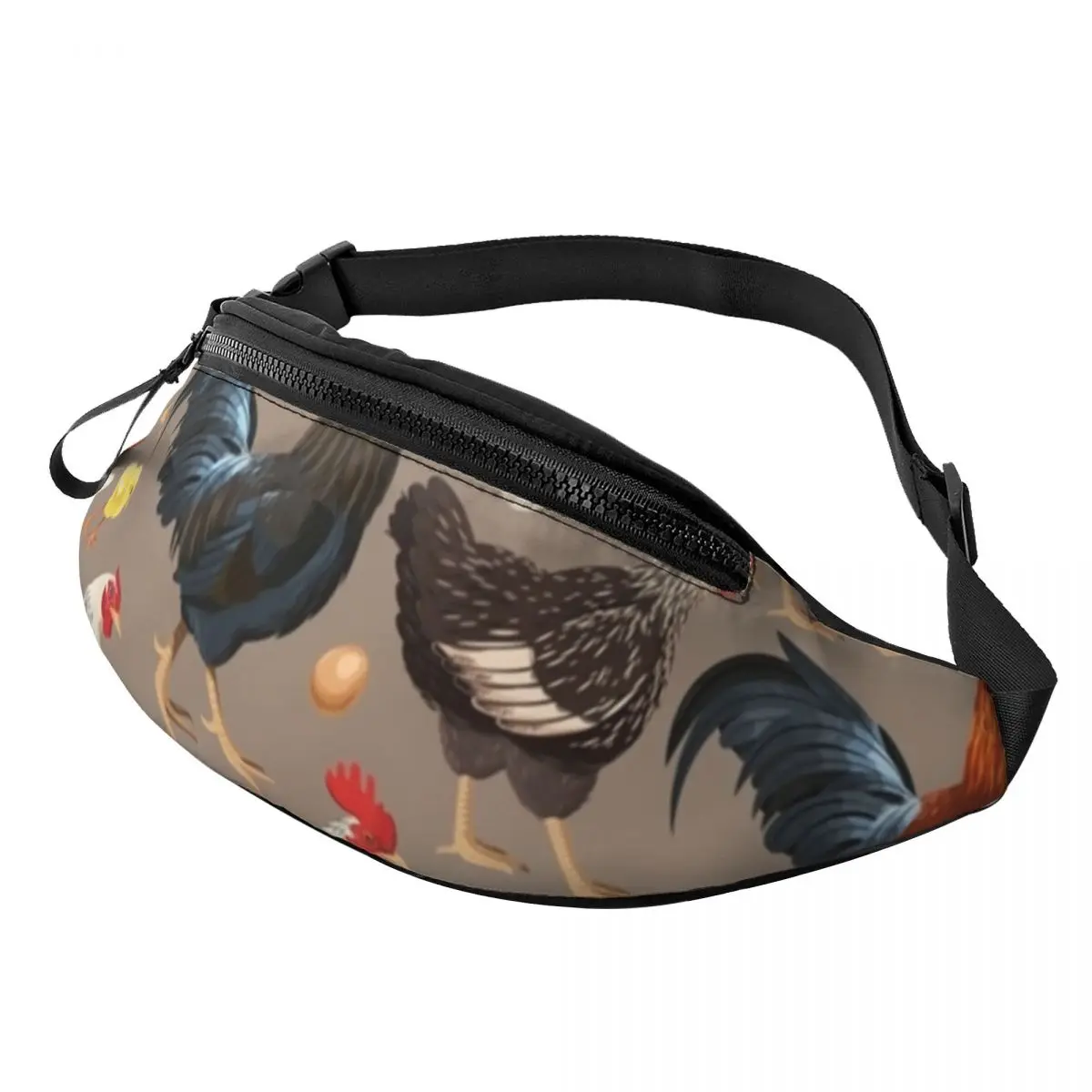 

Colorful Chicken Waist Bag Vintage Chickens Print Polyester Picture Waist Pack Women Naturehike Bag