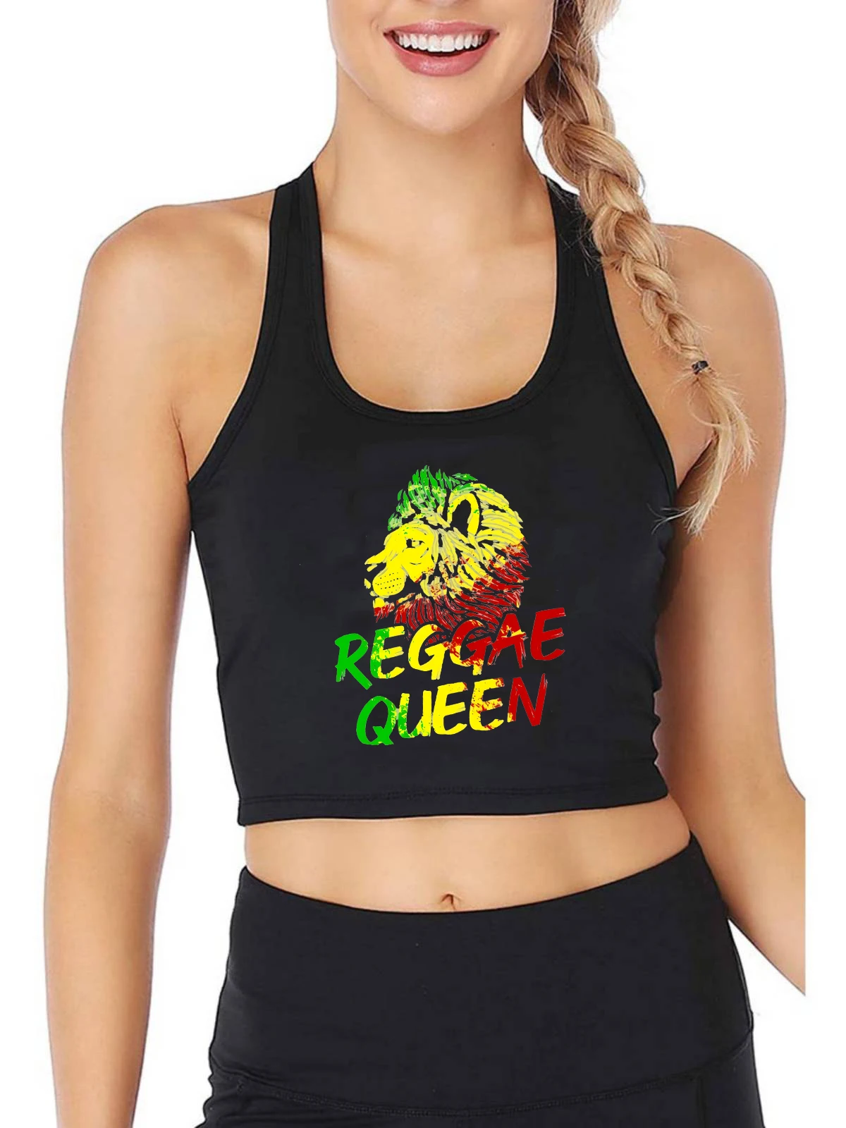 

Привлекательный дышащий облегающий кроп-топ Reggae Queen Design, женские индивидуальные регулируемые майки, спортивный верх