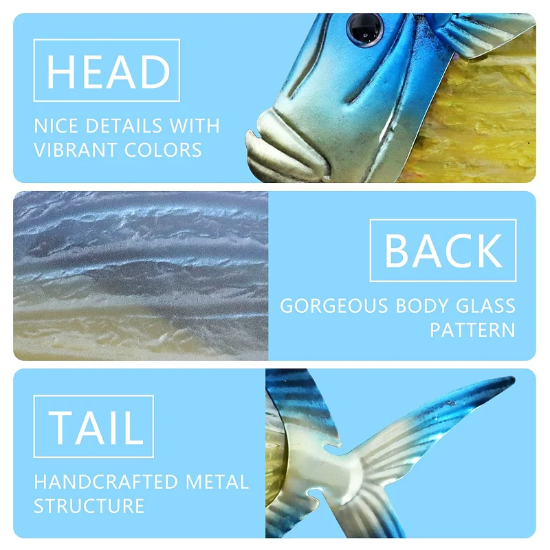 Металлическая рыба-тыксами со стеклянной стеной художественное украшение для