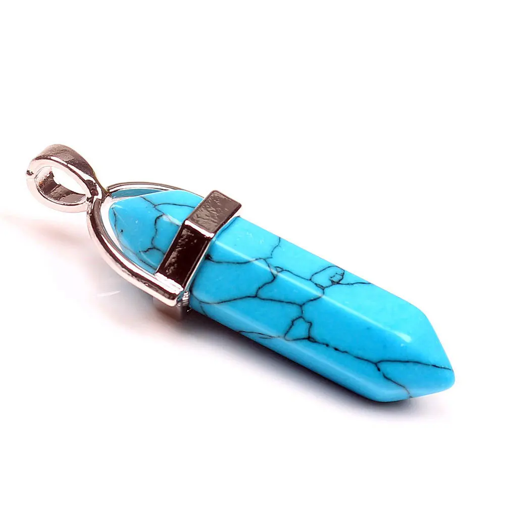 

Natural Stone Lapis Crystal Pendant Aventurine Opal Hexagonal Turquoises Quartz Charm Pendants For Diy Jewelry Necklaces