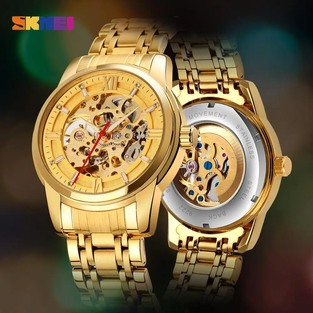 

New 2021 SKMEI Top Brand Luxury Watch Men Mechanical Automatic Watch Golden Waterproof Business Wristwatch Relojes para hombre