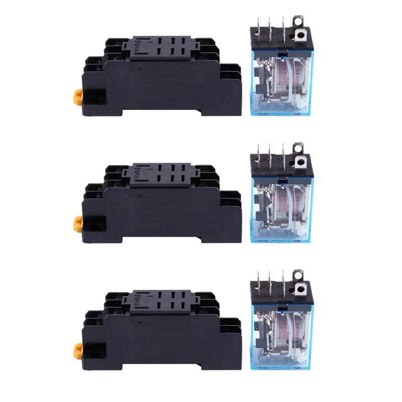 3X LY2NJ HH62P-L JQX-13F 220V AC Coil DPDT Power Relay 8 Pin W PTF08A Socket