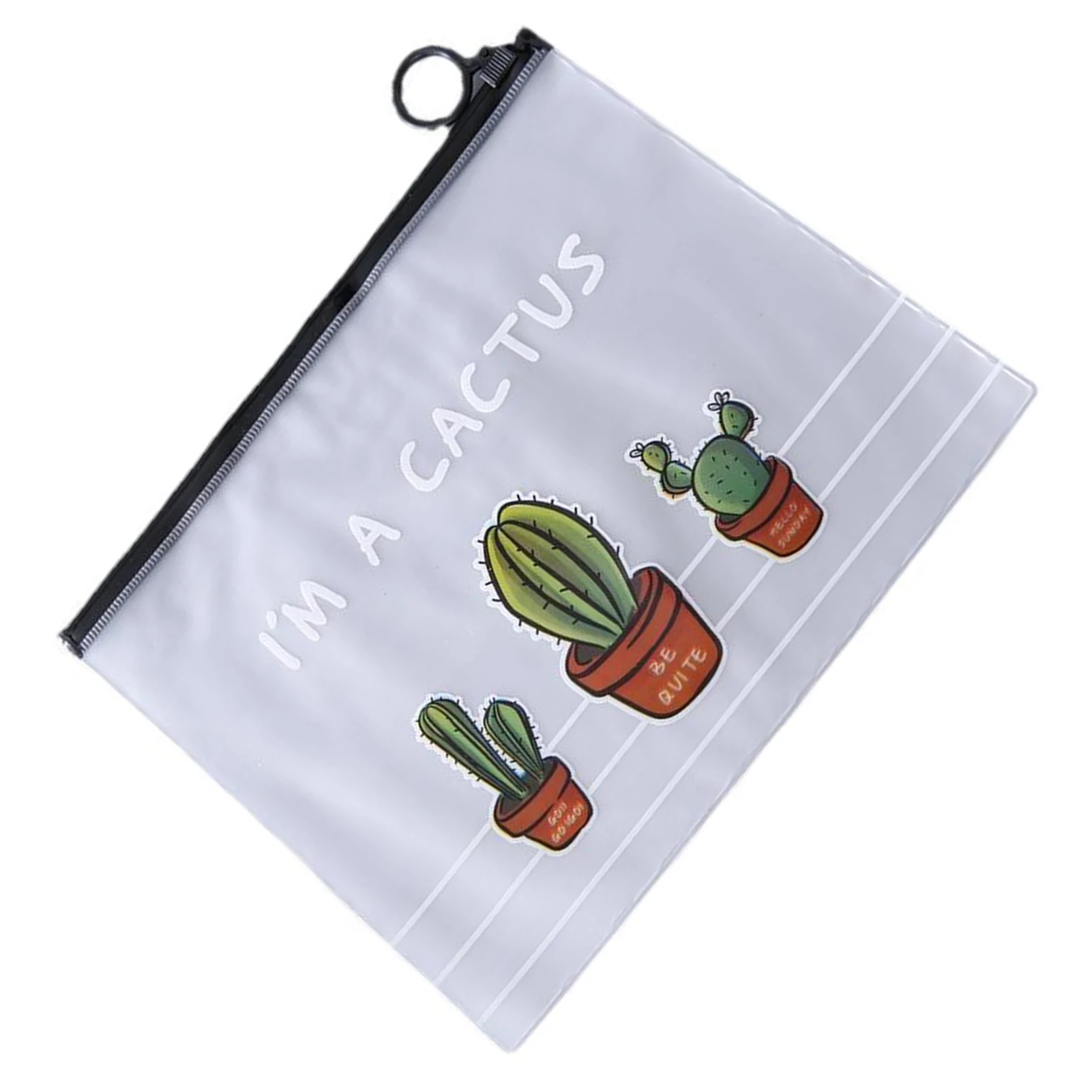 

Cartoon Cactus Zipper File Bag Students Large School Stationery Storage Case for Home Office School Accessories