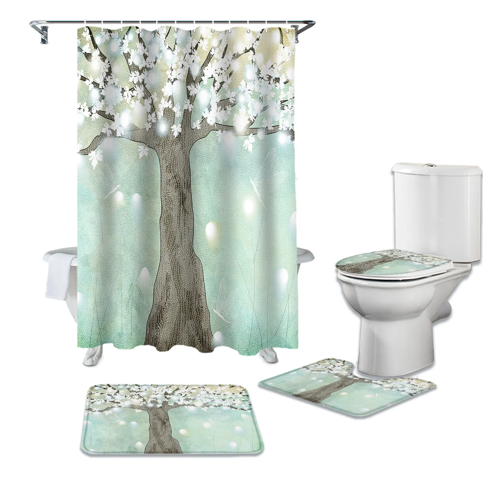 

Декоративные Противоскользящие коврики для ванной комнаты, крышка для туалета и коврик для ванной комнаты