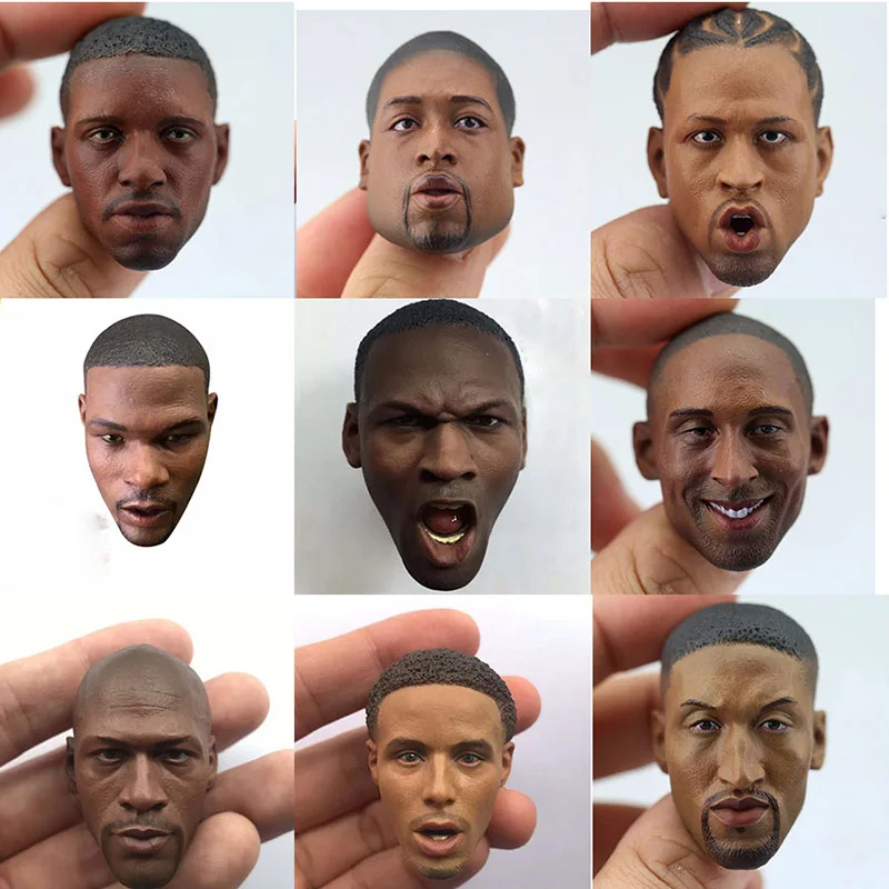

1/6 Scale Black Head Sculpt Male Soldier Basketball Star Head Played Fit for 12in Phicen Tbleague M36B Black Skin Body Doll Toy