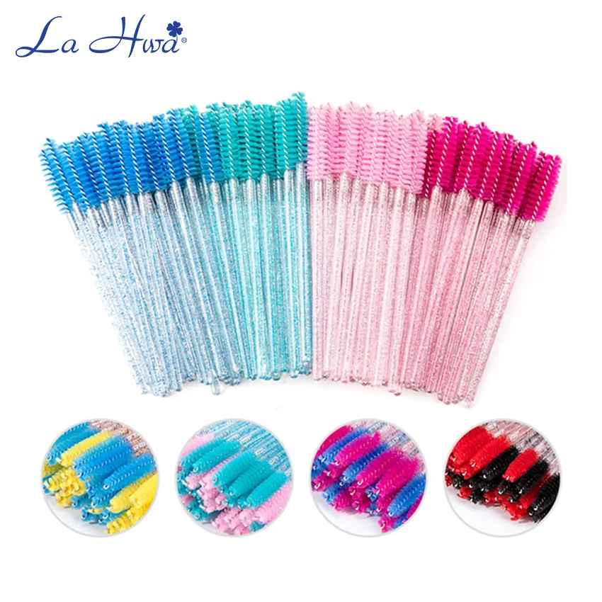 

50pcs Crystal Handle Eyelash Brushes Disposable EyebrowBrush Mascara Wands Eyelash Extension Applicator Professional Makeup Tool