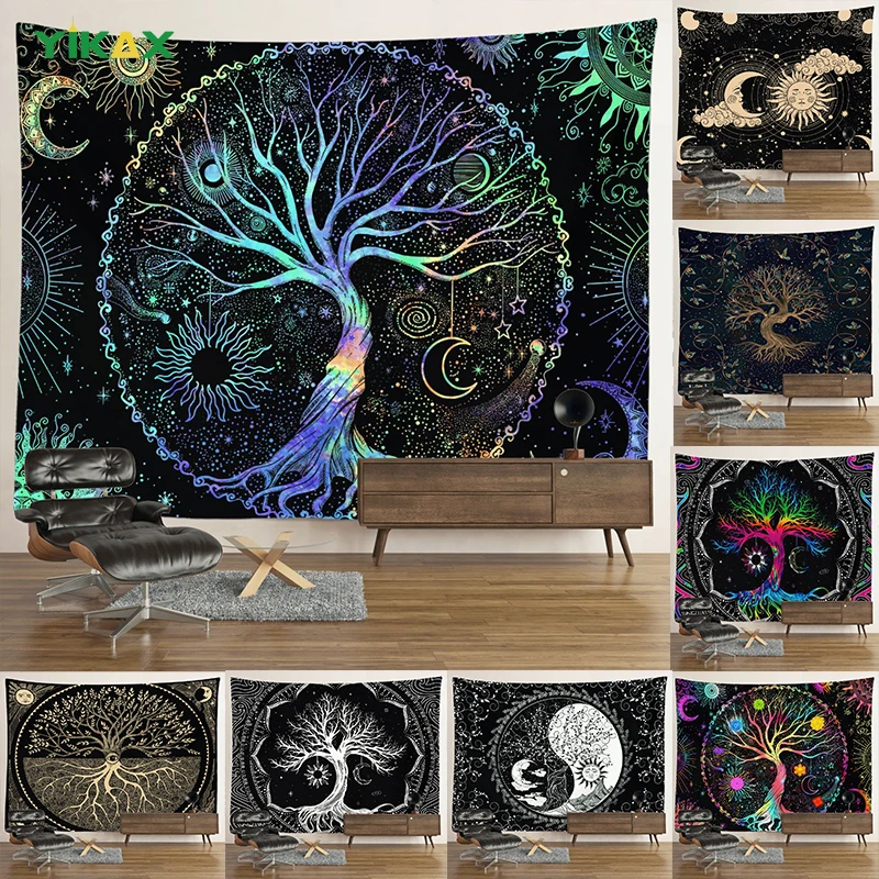 

Tapestry Trippy Psychedelic Tree of Life Wall Hanging Aesthetic Mandala Witchcraft Boho Large Kawaii Room Modern Home Decoration