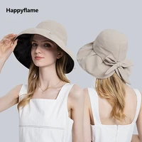 women visor hats summer vinyl sunscreen bucket hat big brim fisherman hat ladie outdoor basin hat new bow tie foldable beach cap