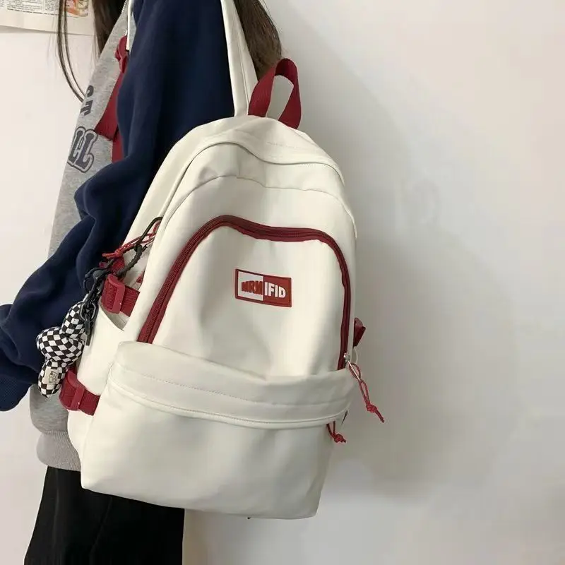 Школьный рюкзак для женщин, студенческие школьные сумки для девочек-подростков, нейлоновый белый рюкзак, женская повседневная школьная сум...