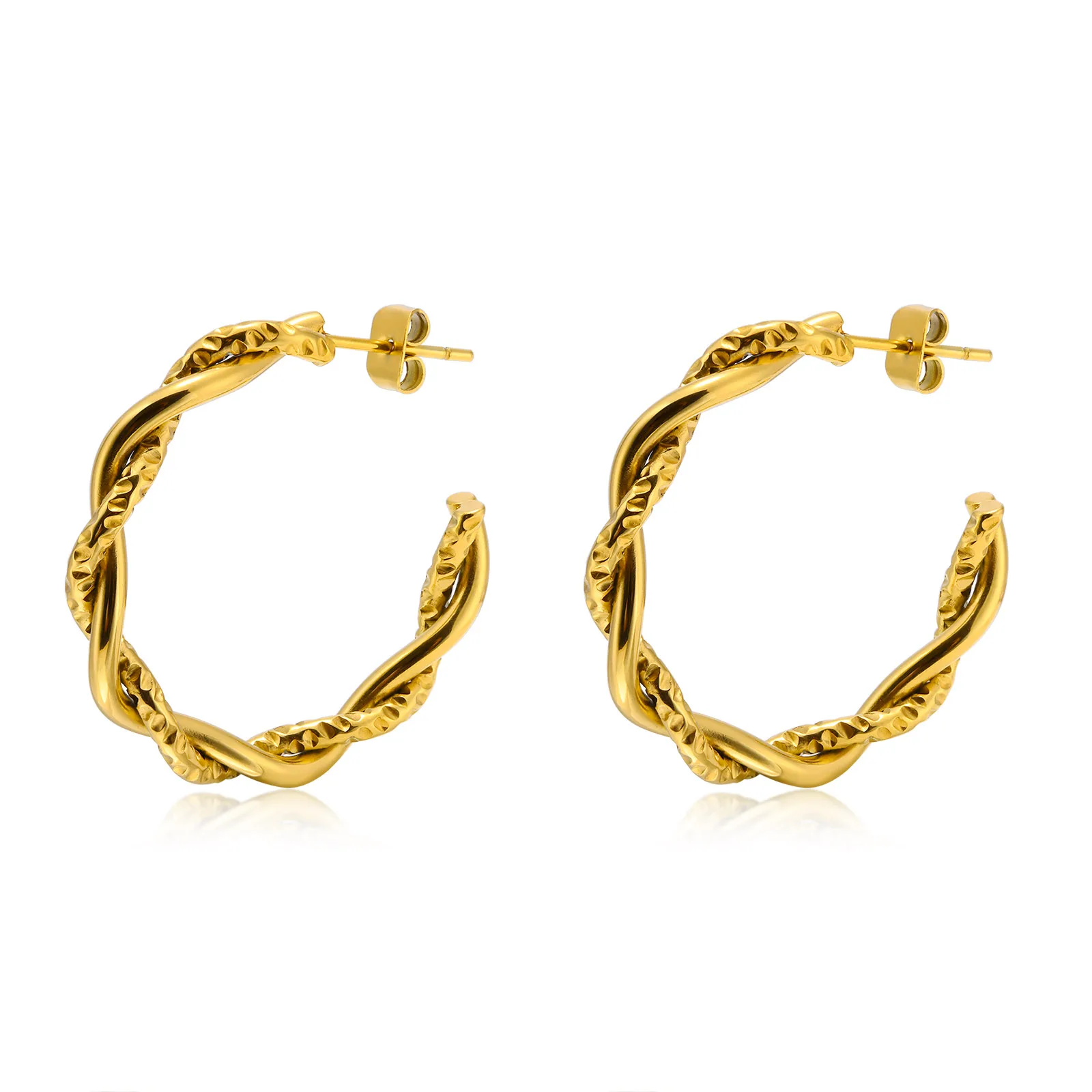 

Open Cirlce Twisted Hoop Earring, Stainless Steel Women Wholesale Jewelry