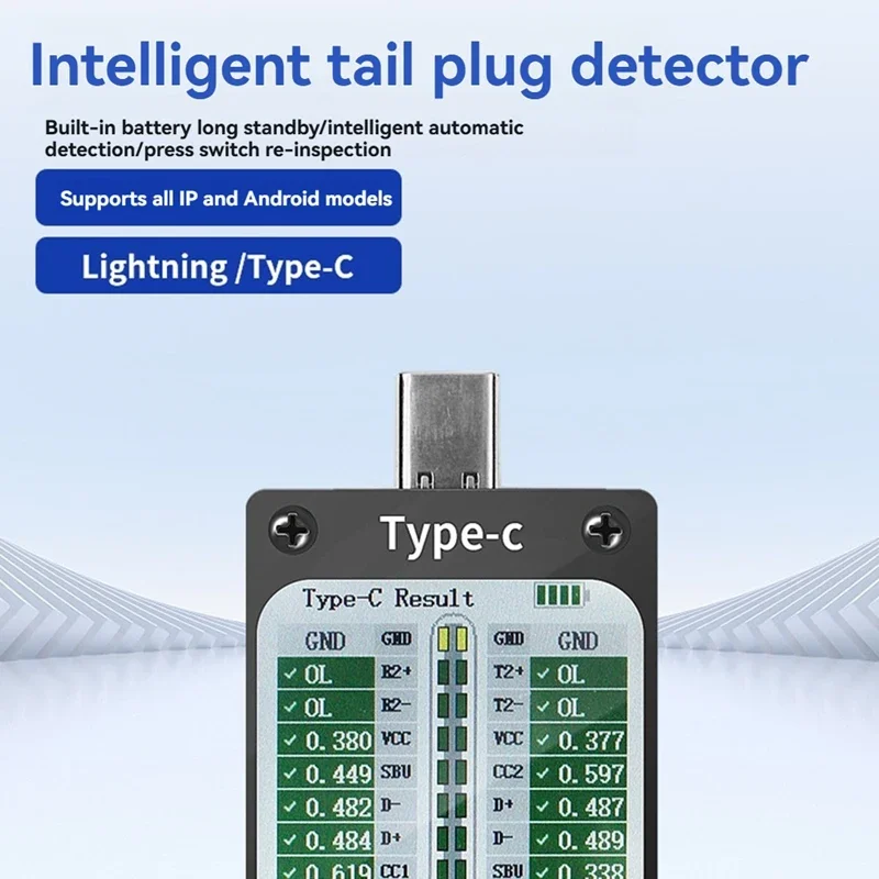 Фото USB-зарядка V68, полный спектр автоматической хвостовой вилки, Android Type-C/для устройства Apple, инструмент обнаружения хвостовой вилки устройства №1