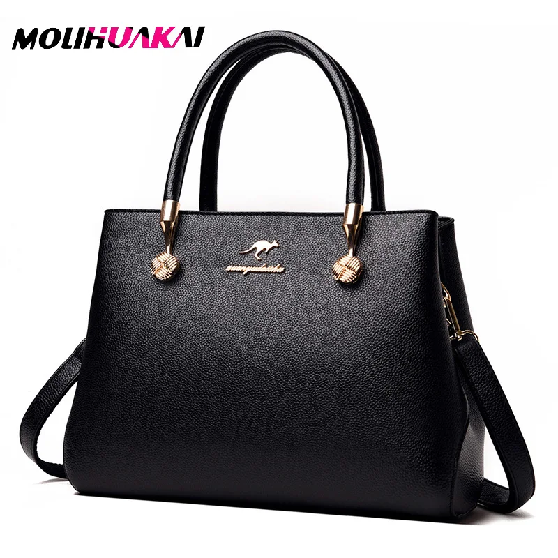 

PU Soft Leather Luxury Ladies Casual Bag Retro Solid Color Ladies Large Capacity Handbag Fashion Design Girl Shoulder Bag