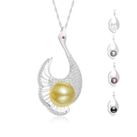 meibapj graygoldenblackpurplewhite natural pearl flower pendant necklace 925 sterling silver fine wedding jewelry for women