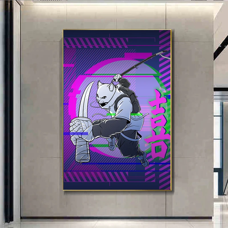 Плакаты Cybercat В Японском Стиле Современный Кибер-автомобиль С Принтами Животных