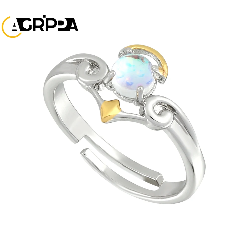

Agrippa Angel and Demon Wings Couple Rings For Women Goth Fashion Moonstone Adjustable Opening Finger Men's Ring Party Jewelry