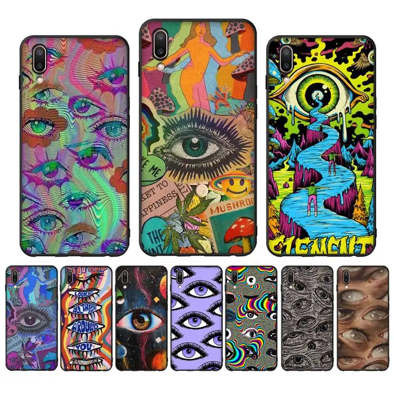 

Trippy Psychedelic Mushrooms Eye Phone Case Case For Oppo Reno Realme C3 6Pro Cover For vivo Y91C Y17 Y19