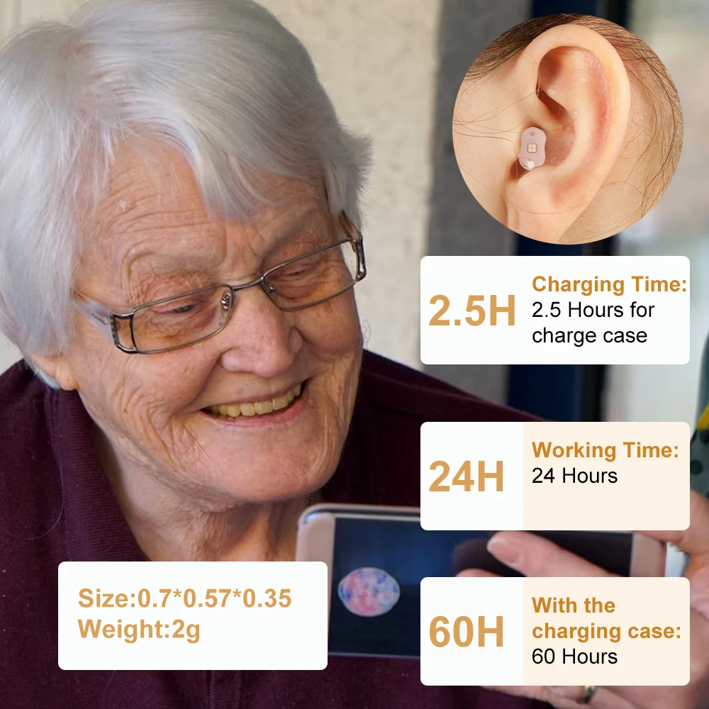 Перезаряжаемый слуховой аппарат цифровой 16-канальный F20D1 невидимый