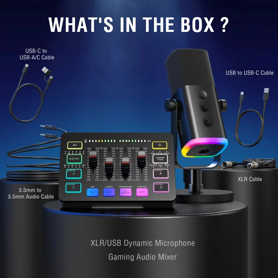 Универсальный комплект для подкастов и стриминга с RGB-микшером для динамических микрофонов, для записи компьютерных игр (art.: 3920da53bc834) - 3920da53bc834