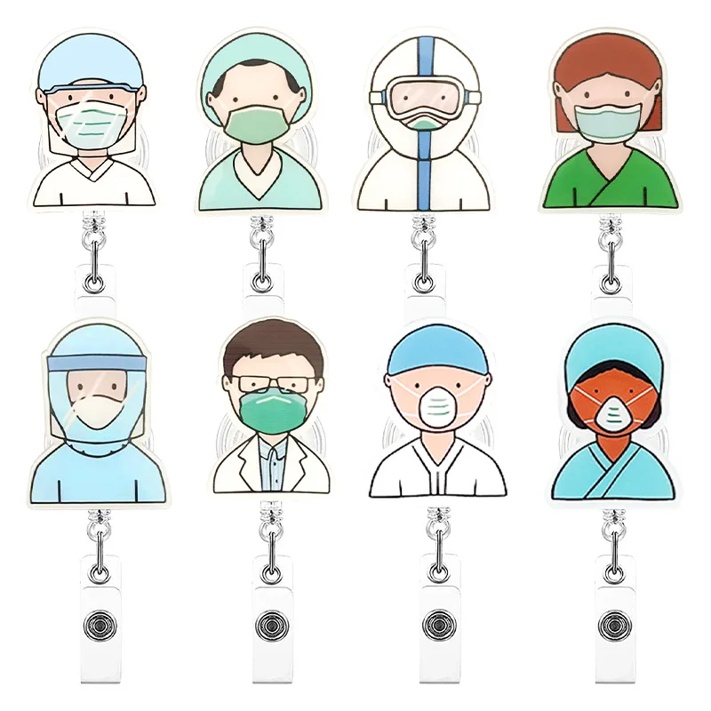 

Doctor Nurse Key Chain Holder Id Card Rope Cord Badge Lanyard Pull Belt Key Ring Retract Keychain Office Keyring Name Tag Reel