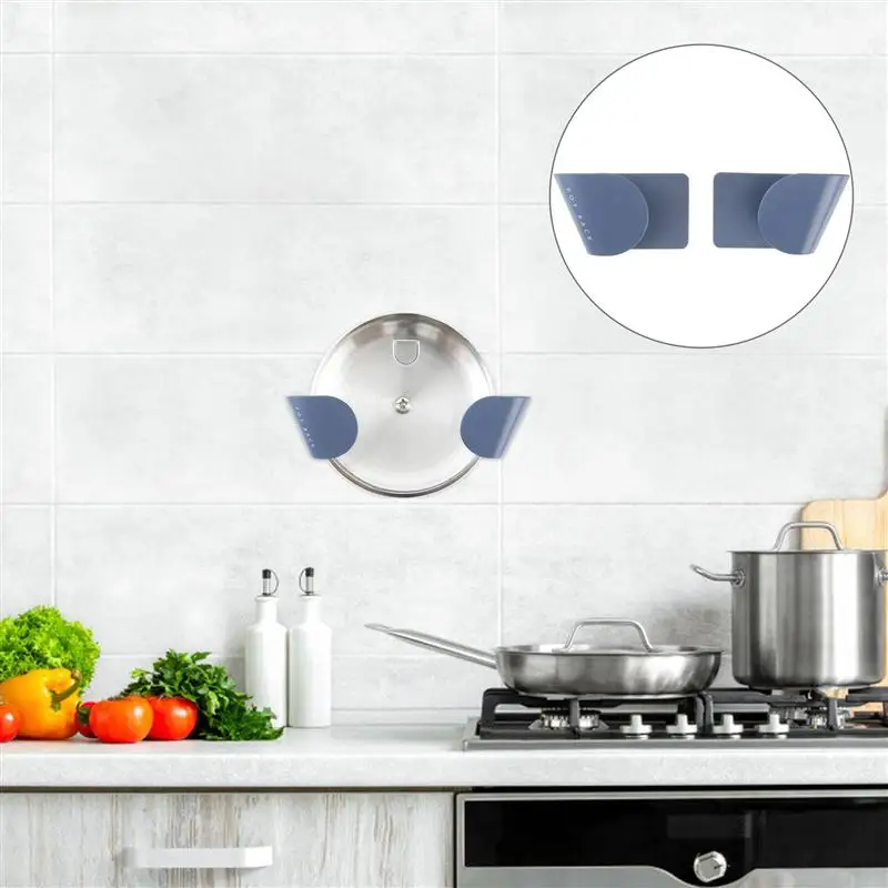 

5 Pair ABS Frosted Pot Lid Storage Rack Seamless Stickers Pot Lids Holder Pot Rest Shelf Kitchen Lid Frame Kitchen Supplies