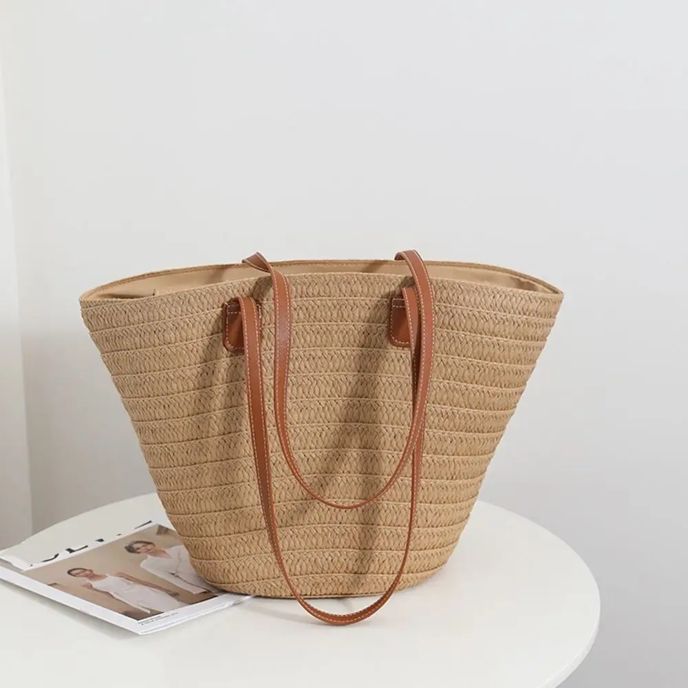 

Holiday Korean Bag Grocery Handbags Bohemian Travel Large Capacity Woven Straw Bag Beach Bag Women Handbag Shoulder Bag