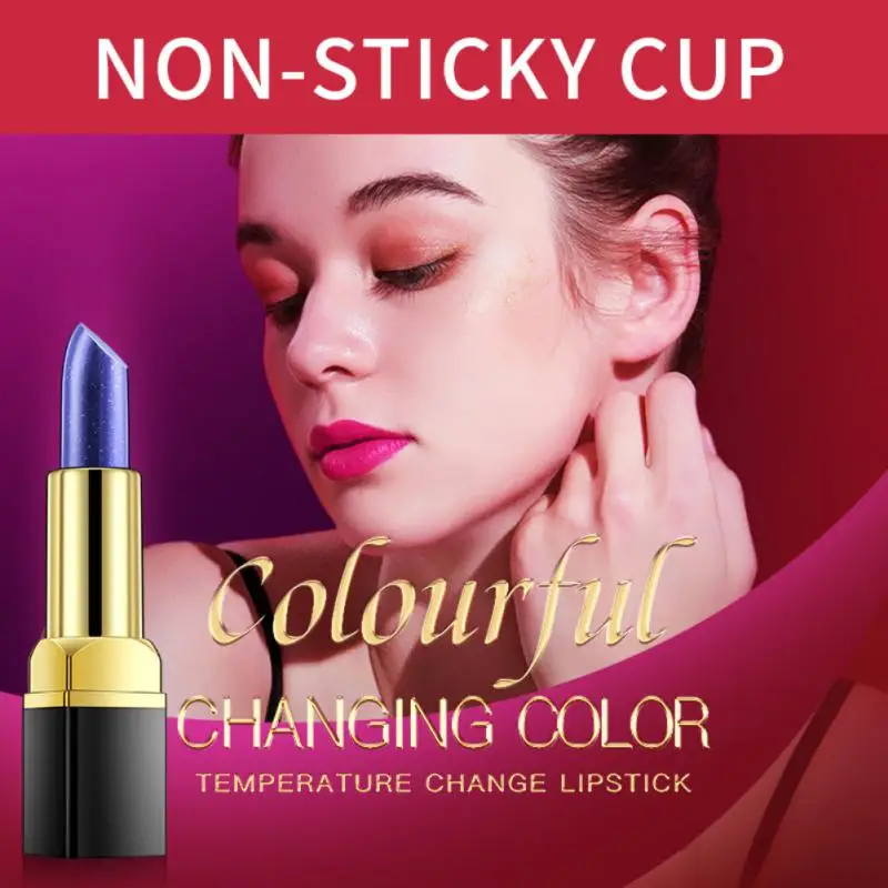 

1PC Blue Color Changing Lipstick Long-lasting Lipstick Moisturizing Lipsticks Waterproof Non Stick Cup Lip Makeup Lip Cosmetics