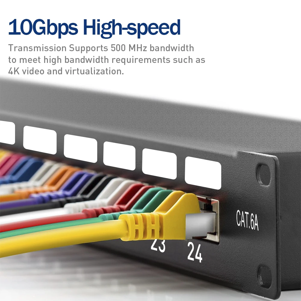 Фото Natalink 24-портовая экранированная патч-панель CAT6A RJ45 CAT6A CAT6 CAT5E CAT5 Сетевой встроенный кабельный органайзер 1U 19-дюймовая патч-панель №3