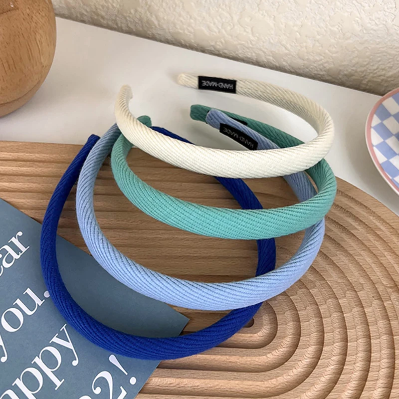 

Gentle Cure Blue Diagonal Stripe Headband Press Hair Bundle Hoop Korean Fashion Hair Accessories for Women Girl Makeup Hairband