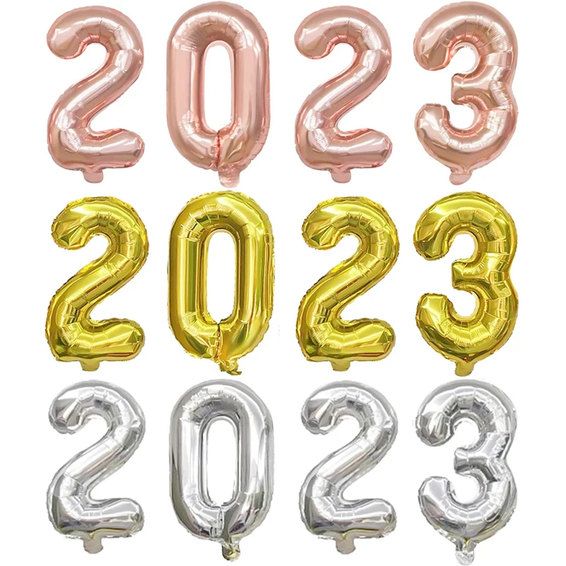 

16inch 2023 Number Foil Balloons Helium Ballons Air Globos Merry Christmas Decorations for Home Navidad 2022 Happy New Year 2023