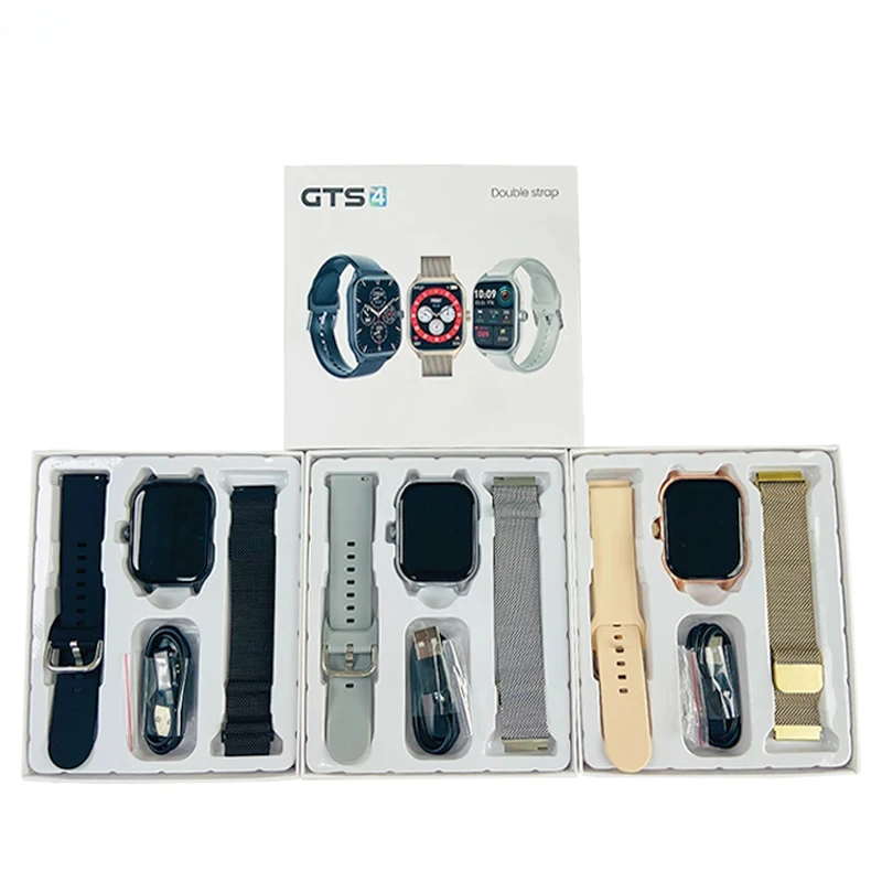 Дешевые Android Reloj Smartwatch GTS4 Montre Connecte Ремешок из нержавеющей стали Модные умные часы