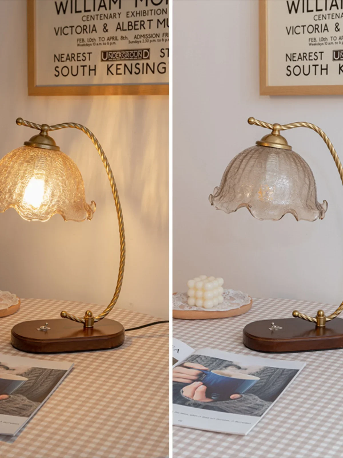 Французская американская декоративная настольная лампа в стиле ретро Янтарный