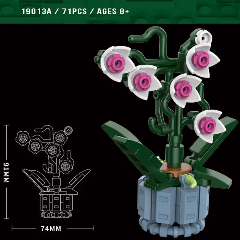 

Mini Orchid Flower Bonsai Building Block Toy Bricks For Love Girl Gift