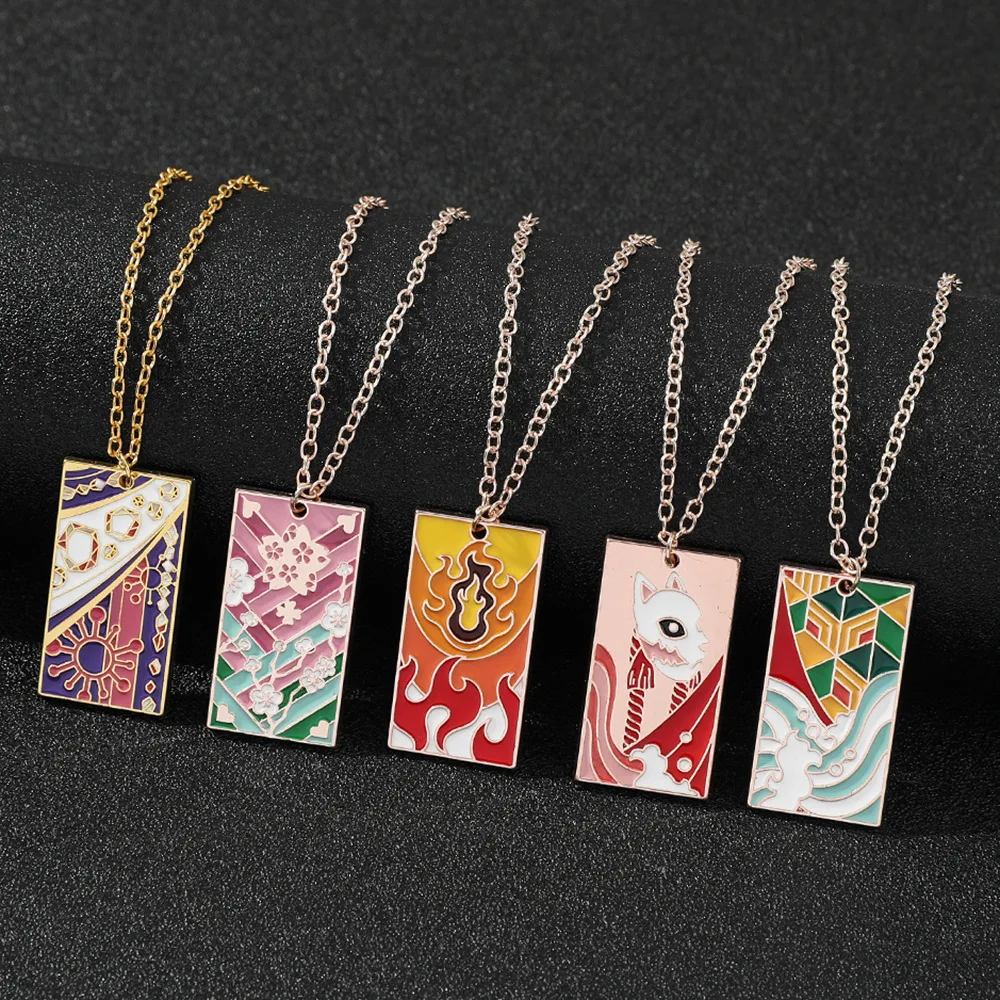 

Anime Peripheral Demon Slayer Necklace Ghost Slayer Nine Post Necklace Tomioka Giyuu Kochou Shinobu Metal Pendant Holiday Gift