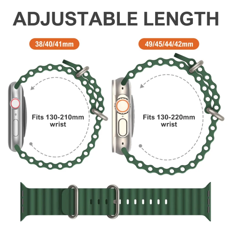Ocean strap For Apple watch Ultra band 49mm 45mm 44mm 40mm 41mm 42mm 38mm silicone correa bracelet iWatch series 7 6 3 se 8 5 4