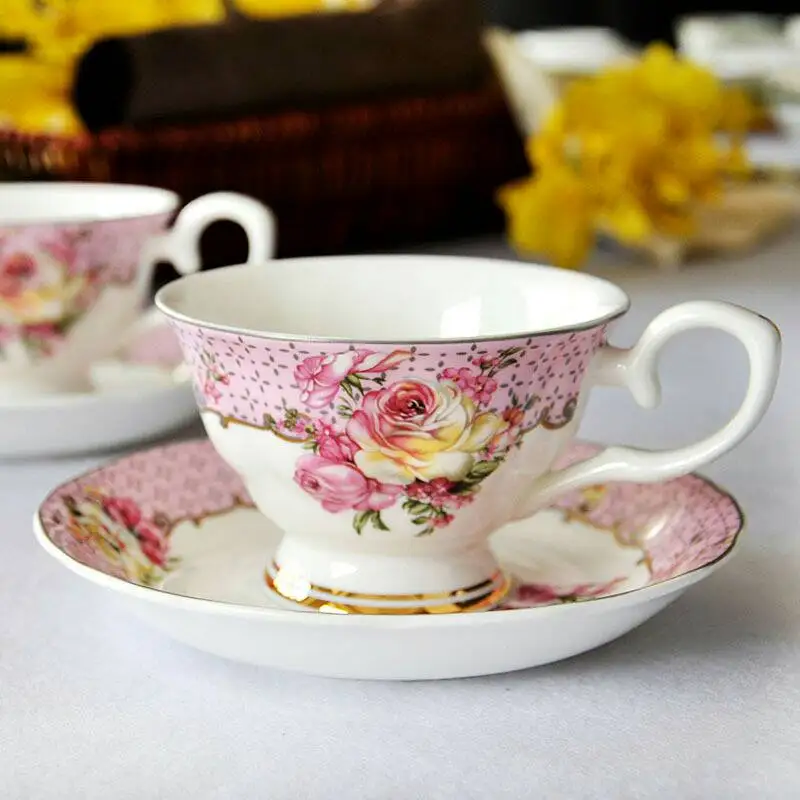 Bone china coffee Mug,English afternoon Tea Set European Red Tea Cup, ceramic coffee Set,Dropshipping Available