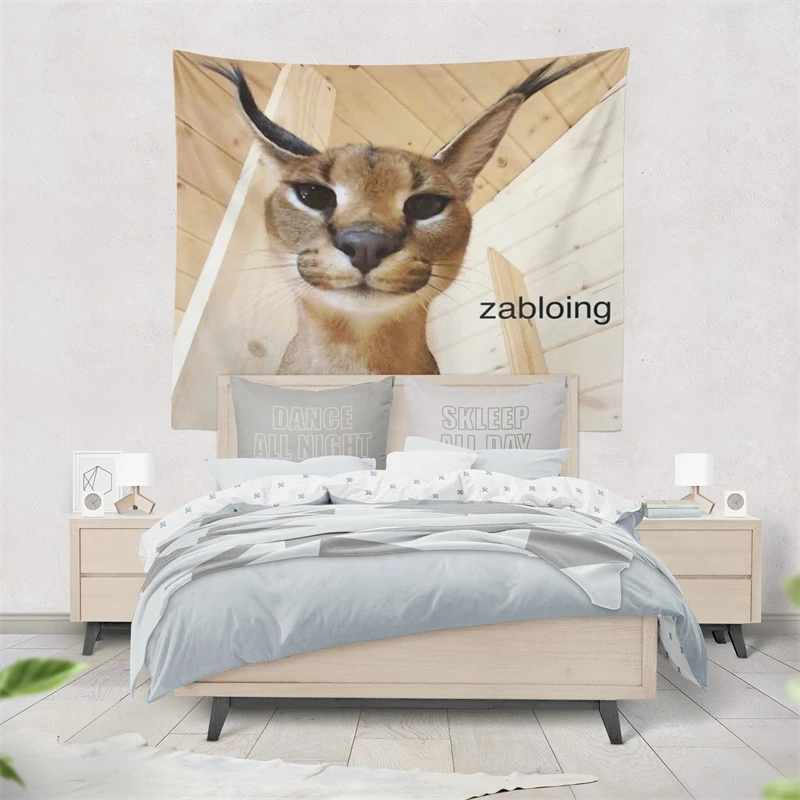 Фото Aertemisi Zabloing Floppa Caracal Cat Gosha забавный мем гобелен настенный художественный гобелен для спальни, гостиной, вечеринки в общежитии колледжа №5