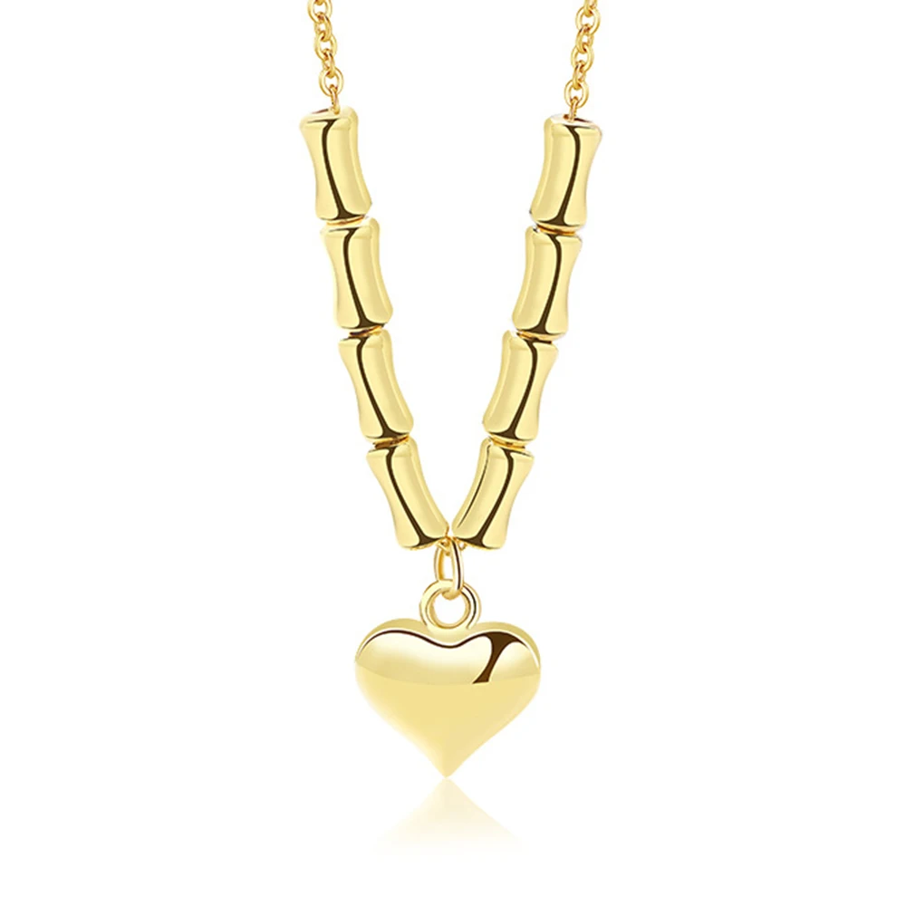 

WPB S925 ожерелье из стерлингового серебра, женская цепь с бамбуковым сердцем, женские роскошные ювелирные изделия, леди, блестящий дизайн, под...