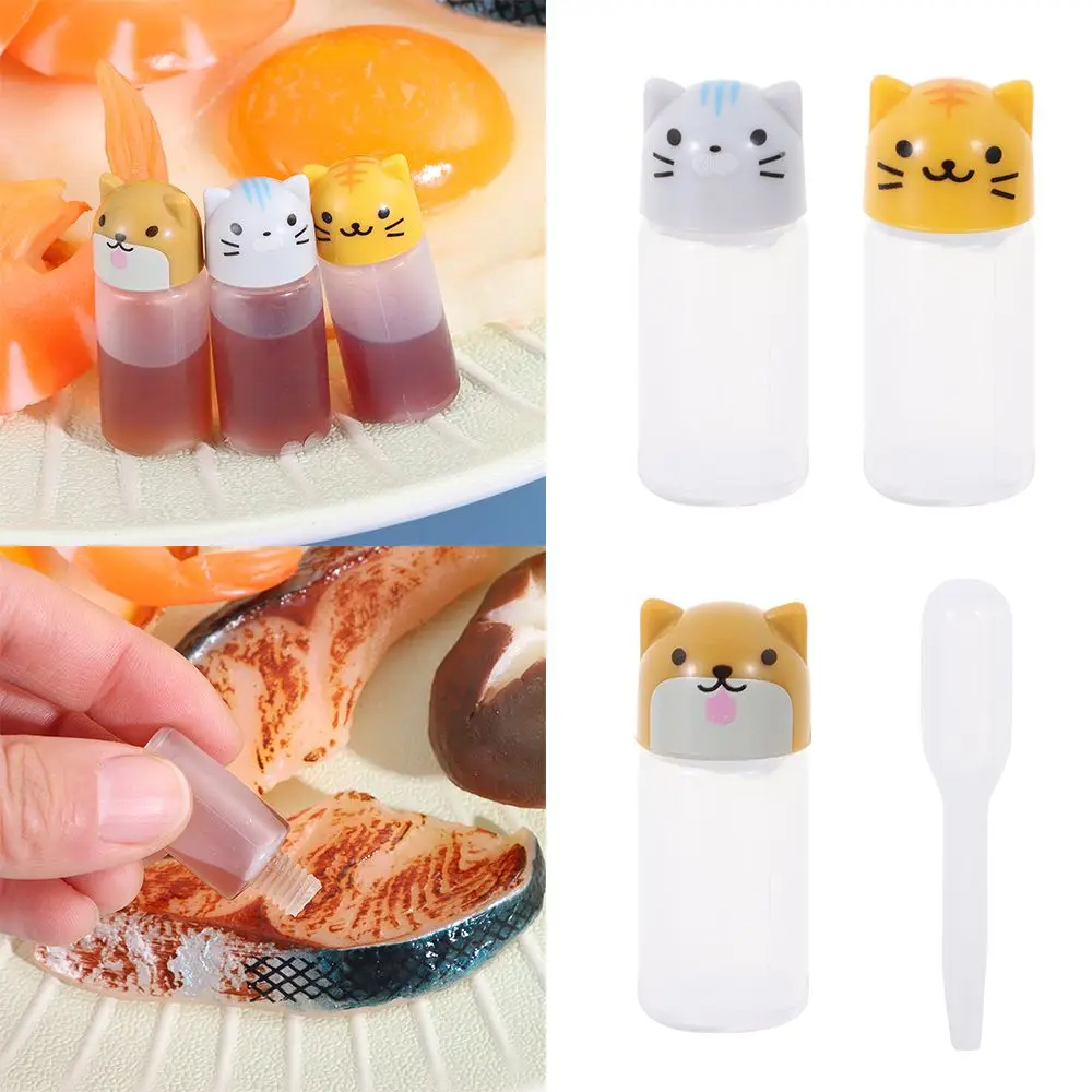 

4PCS Salad Mini Cute Cartoon Seasoning Sauce Bottle Kitchen Accessories Small Container For Bento