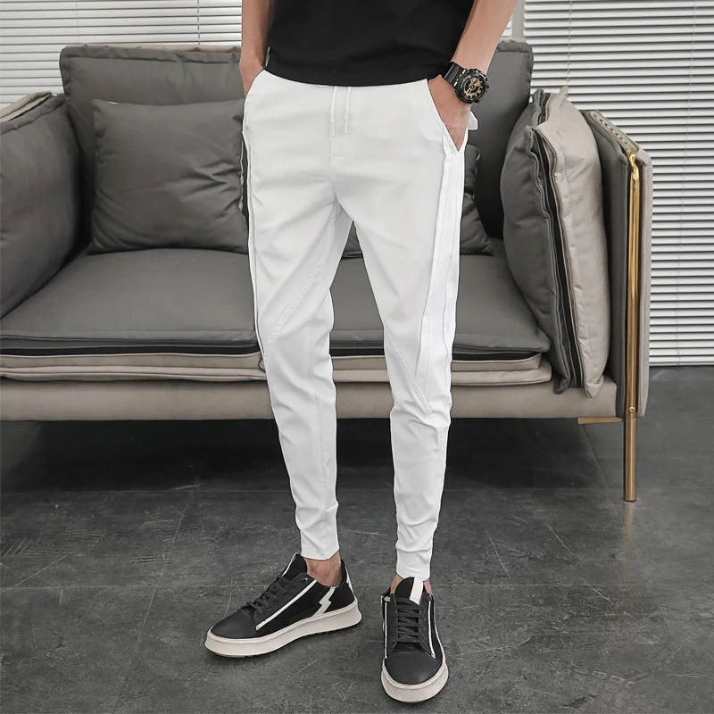 

Summer Pants Men Fasion Desin 2023 Slim Fit Men arem Pants Ankle Lent Solid All Matc ip op Joers Trousers Men
