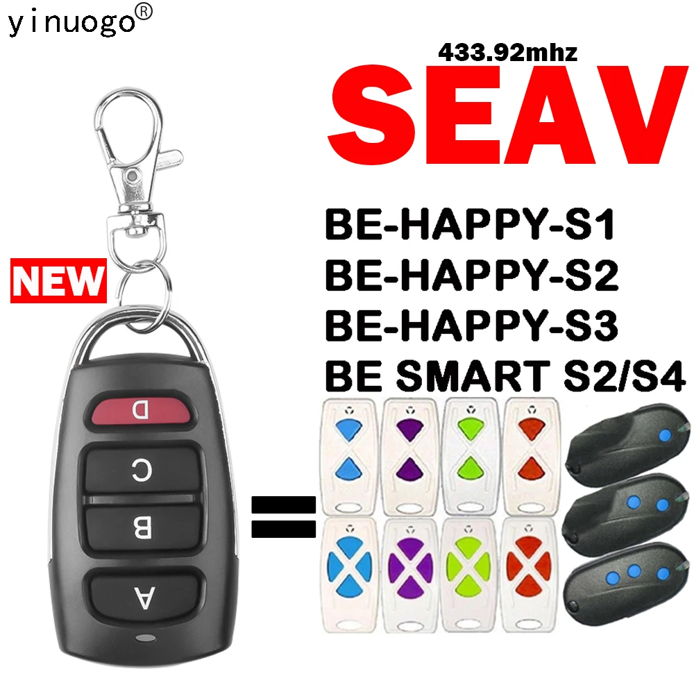 

SEAV BE-HAPPY-S1 BE-HAPPY-S2 BE-HAPPY-S3 BE SMART S2 BE SMART S4 Remote Control Garage Door Command Opener 433.92MHz Fixed Code